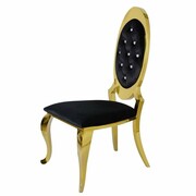 Krzesło glamour Victoria Gold black - złote krzesło pikowane kryształkami Bellacasa