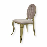 Krzesło Ludwik II Gold glamour Pink - złote krzesła pikowane kryształkami Bellacasa