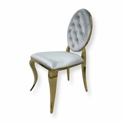 Krzesło Ludwik II Gold glamour Silver - złote krzesła pikowane guzikami Bellacasa