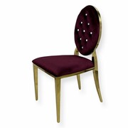 Krzesło Ludwik Gold glamour Bordo - złote krzesła pikowane kryształkami Bellacasa