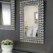 Srebrne lustro glamour prostokątne 60x90 cm M-0533-08 Bellacasa