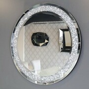 Srebrne lustro glamour okrągłe śr. 90 cm M-0506 Bellacasa