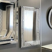 Srebrne lustro glamour prostokątne 80x120 cm M-0531 Bellacasa