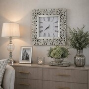 Zegar ścienny kwadratowy glamour lustrzany srebrny 50x50 cm C-0621 Bellacasa