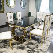 Stół glamour Buffalo Gold - stal szlachetna złota blat kamienny nowoczesny Bellacasa