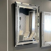 Srebrne lustro glamour prostokątne 80x120 cm M-0532 Bellacasa