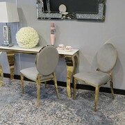 Krzesło Ludwik Gold glamour Grey - złote krzesła tapicerowane szare, kołatka Bellacasa