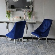 Krzesło glamour William II Navy Blue - krzesła niebieskie pikowane guzikami Bellacasa