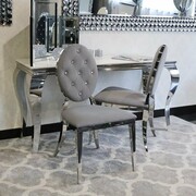 Krzesło Ludwik glamour Dark Grey - tapicerowane szare, pikowane kryształkami, kołatka Bellacasa