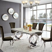 Stół glamour Buffalo - stal szlachetna blat szklany nowoczesny Bellacasa