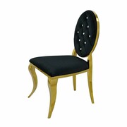 Krzesło Ludwik II Gold glamour Black - złote krzesła pikowane kryształkami Bellacasa
