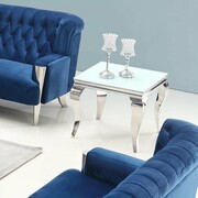 Stolik kawowy glamour Ludwik - stal szlachetna blat szklany nowoczesny Bellacasa