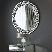 Srebrne lustro glamour okrągłe śr. 90 cm M-0533-01 Bellacasa