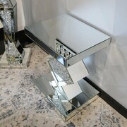 Stolik szklany glamour z kryształkami 50x40x65 - stolik lustrzany F-0551 Bellacasa