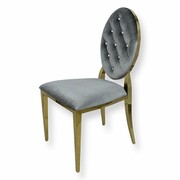 Krzesło Ludwik Gold glamour Grey - złote krzesła pikowane kryształkami Bellacasa