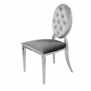 Krzesło Ludwik glamour Dark Grey - nowoczesne krzesła pikowane kryształkami Bellacasa