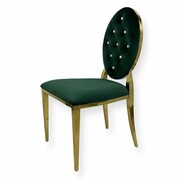 Krzesło Ludwik Gold glamour Green - złote krzesła pikowane kryształkami Bellacasa