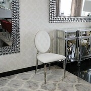 Krzesło Ludwik glamour White - tapicerowane białe, pikowane guzikami, kołatka Bellacasa