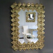 Złote lustro glamour prostokątne 85x117 cm M-0697 Bellacasa