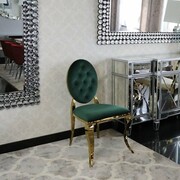 Krzesło Ludwik II Gold glamour Green - złote krzesła pikowane guzikami Bellacasa