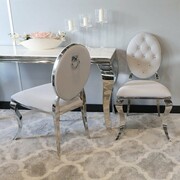 Krzesło Ludwik II glamour Silver z kołatką - nowoczesne krzesła pikowane kryształkami Bellacasa