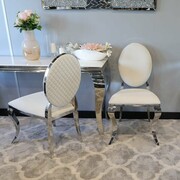 Krzesło Ludwik II glamour White z przeszyciami - nowoczesne krzesła tapicerowane Bellacasa