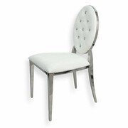 Krzesło Ludwik glamour White - nowoczesne krzesła pikowane kryształkami Bellacasa