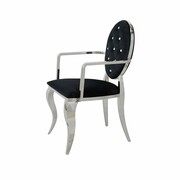 Krzesło Ludwik II glamour Arms Black - czarne krzesło pikowane kryształkami, kołatka Bellacasa