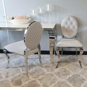 Krzesło Ludwik II glamour Silver z przeszyciami - nowoczesne krzesła pikowane kryształkami Bellacasa
