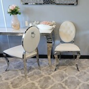 Krzesło Ludwik II glamour White z kołatką - nowoczesne krzesła pikowane guzikami Bellacasa