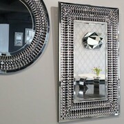 Srebrne lustro glamour prostokątne 80x120 cm M-0560 Bellacasa