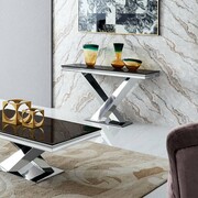 Konsola glamour Cameron - stal szlachetna blat szklany nowoczesny Bellacasa