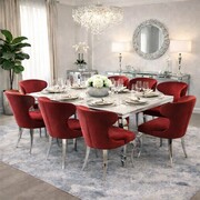 Krzesło glamour Victor Red - krzesła tapicerowane czerwone - zestaw 8 sztuk Bellacasa