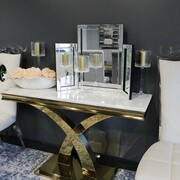 Srebrne lustro glamour stojące na toaletkę 54x78 cm M-0573 Bellacasa