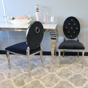 Krzesło Ludwik glamour black z kołatką - nowoczesne krzesła pikowane kryształkami Bellacasa