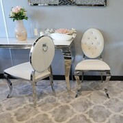 Krzesło Ludwik II glamour White z kołatką - nowoczesne krzesła pikowane kryształkami Bellacasa