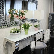 Konsola glamour Ludwik - stal szlachetna blat szklany nowoczesny Bellacasa