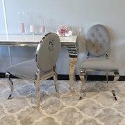 Krzesło Ludwik II glamour Grey z kołatką - nowoczesne krzesła pikowane guzikami Bellacasa