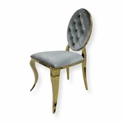 Krzesło Ludwik II Gold glamour Grey - złote krzesła pikowane guzikami Bellacasa