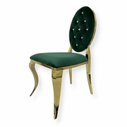 Krzesło Ludwik II Gold glamour Green - złote krzesła pikowane kryształkami Bellacasa