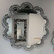 Srebrne lustro glamour okrągłe śr. 93 cm M-0535 Bellacasa