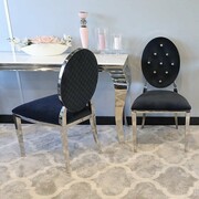 Krzesło Ludwik glamour black z przeszyciami - nowoczesne krzesła pikowane kryształkami Bellacasa