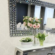 Srebrne lustro glamour prostokątne 97x180 cm M-0533-03 Bellacasa