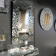 Srebrne lustro glamour prostokątne 80x120 cm M-0525 Bellacasa