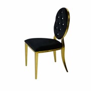 Krzesło Ludwik Gold glamour Black - złote krzesła pikowane kryształkami Bellacasa