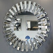 Srebrne lustro glamour okrągłe śr. 100cm M-0558 Bellacasa