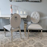 Krzesło Ludwik glamour silver z kołatką - nowoczesne krzesła pikowane kryształkami Bellacasa