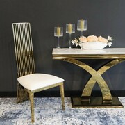 Krzesło glamour Parker Gold White - złote krzesło tapicerowane białe Bellacasa