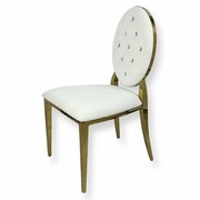 Krzesło Ludwik Gold glamour White - złote krzesła pikowane kryształkami Bellacasa
