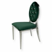 Krzesło Ludwik glamour Green - nowoczesne krzesła pikowane kryształkami Bellacasa